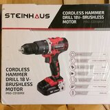 Bormasina brushless, percutie, Steinhaus, acc. 18V,accesorii,noua,sigilata!